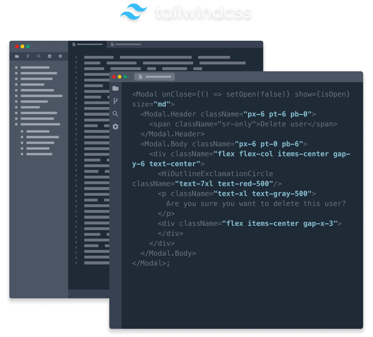 Tailwind CSS with Blazor code (dark mode)